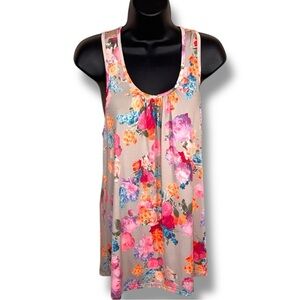 Medium Pulse Boutique Brand Colorful Floral Neon Tank Stretch Pink Purple Blue